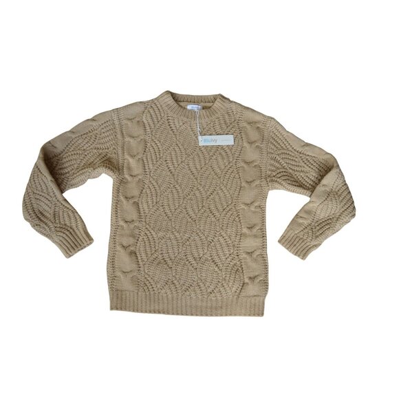 NWT Blu Ivy Boutique Beige Twisted Knit Pullover Sweater Womens Size S/M Fall - Picture 10 of 10
